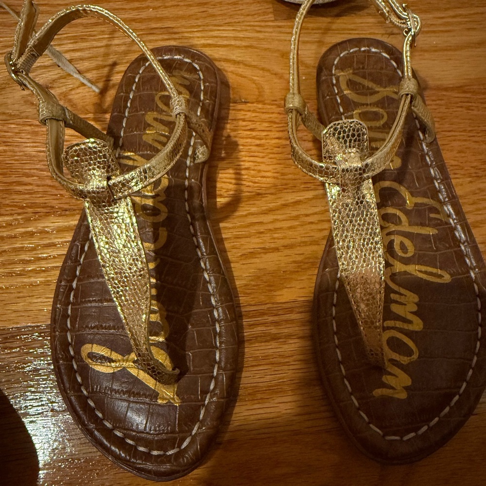 Sam Edelman Metallic Gold and Brown Sandals